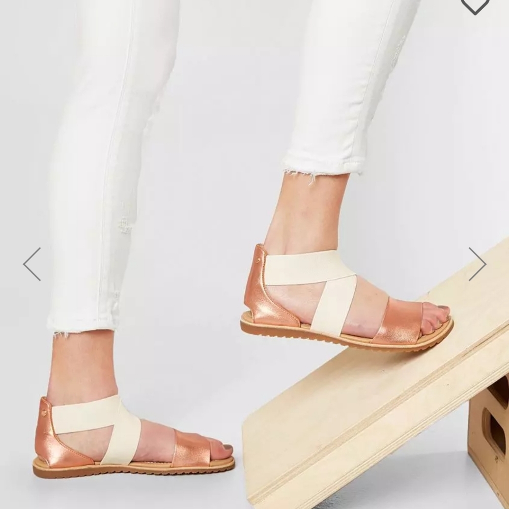 SOREL Ella Sandal Size 7.5 Rose Gold and White